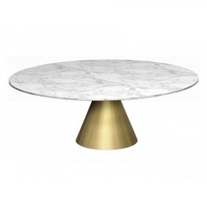 Large Round Marble Coffee Table With Conical Brass Bas within dimensions 1000 X 1000