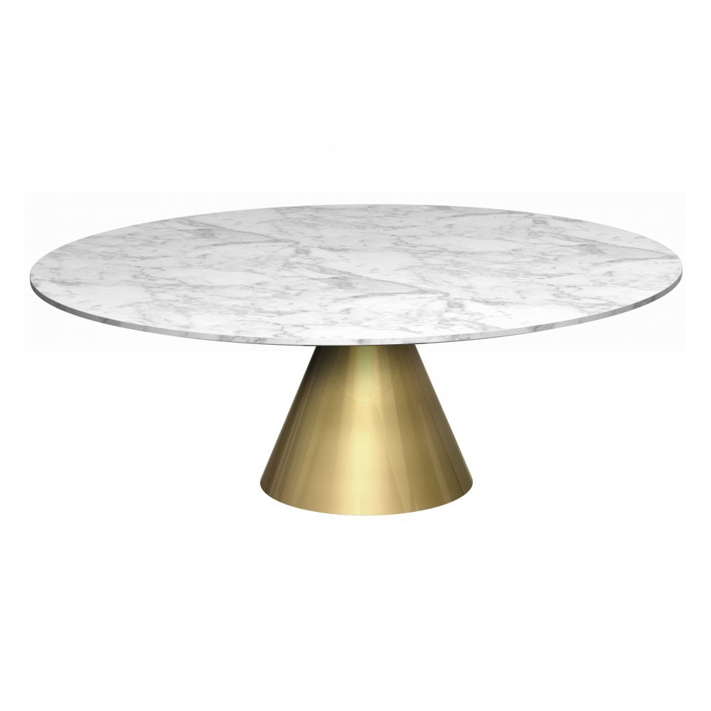 Large Round Marble Coffee Table With Conical Brass Bas within dimensions 1000 X 1000