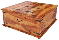 Large Square Storage Box Trunk With Metal Accents Coffee Table intended for size 1200 X 1200
