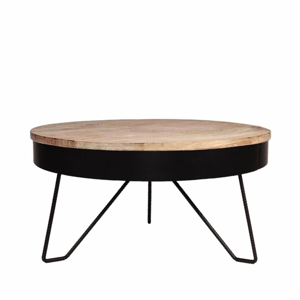 Lef Collections Coffee Table Saran Black Metal Wood 80x80x43cm intended for size 1024 X 1024