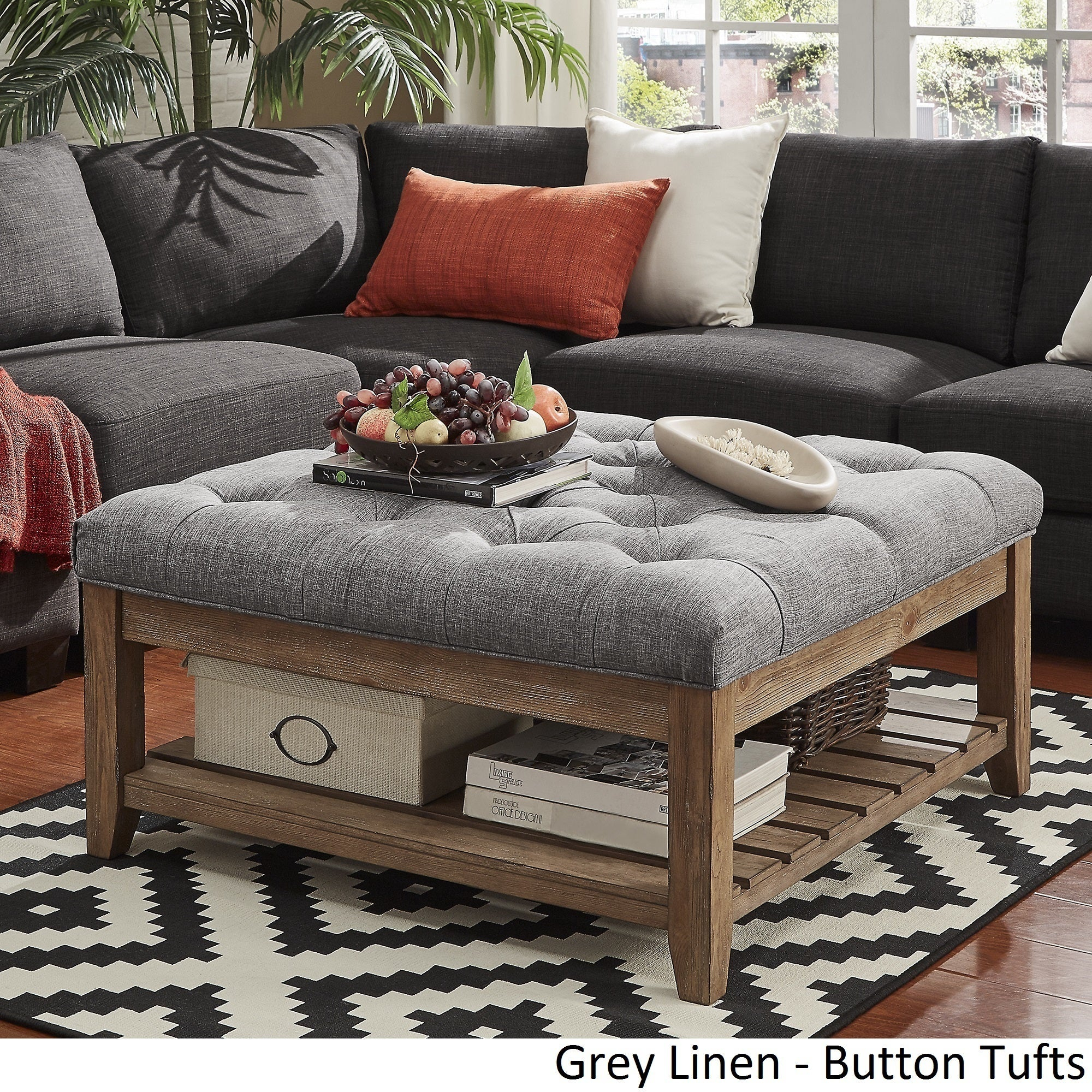 Lennon Pine Planked Storage Ottoman Coffee Table Inspire Q Artisan with size 2000 X 2000