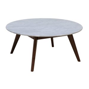Life Interiors Oia Round Marble Coffee Table Walnut 90cm for size 1200 X 1200