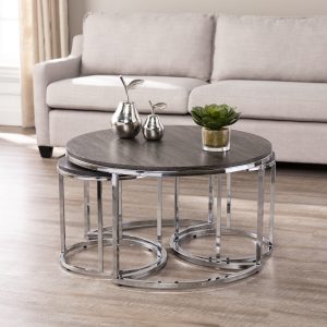 Lokyle Round Nesting Coffee Tables 3pc Set Glam Silver Walmart throughout proportions 3000 X 3000