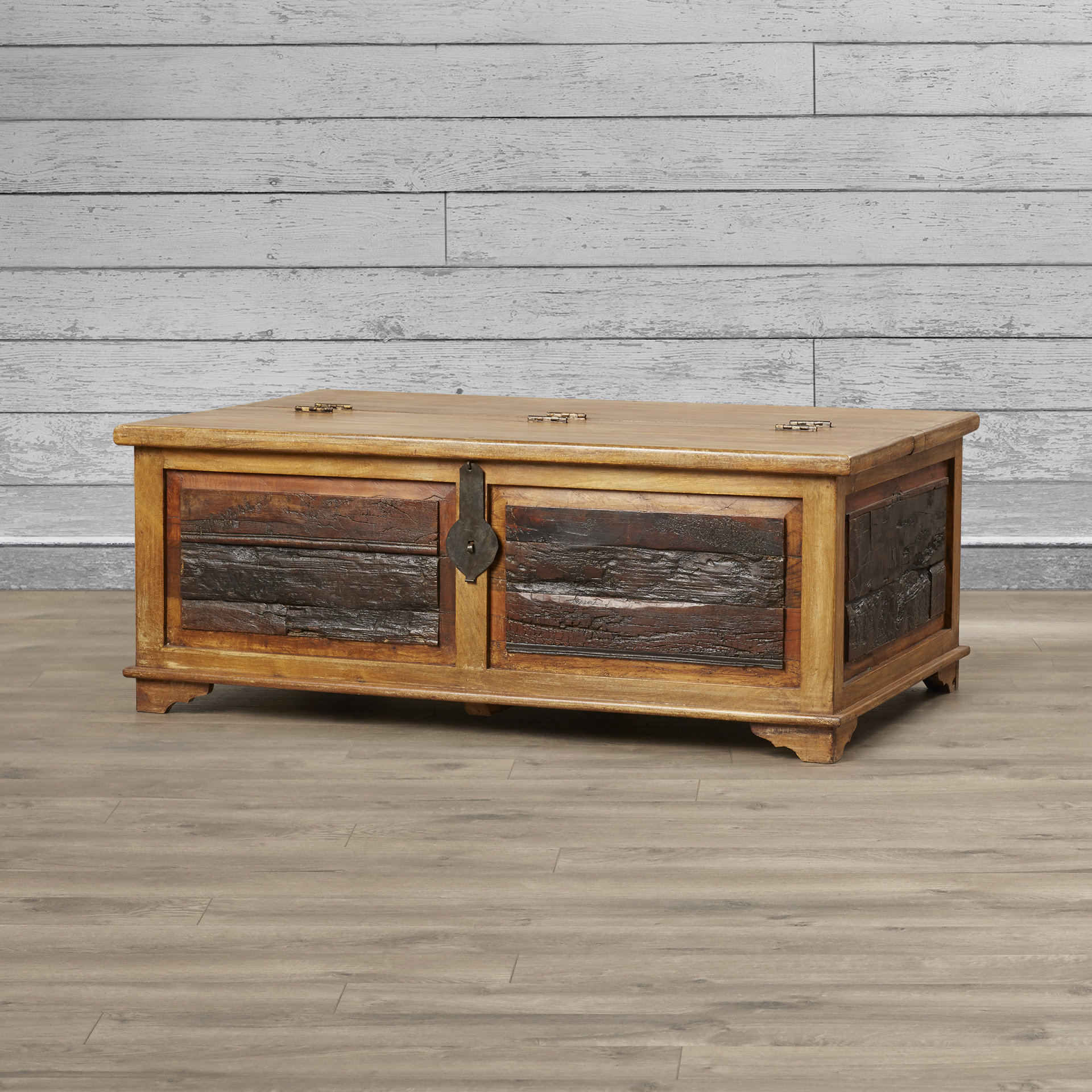 Loon Peak Bentonite Blanket Box Trunk Coffee Table Reviews Wayfair with measurements 1920 X 1920