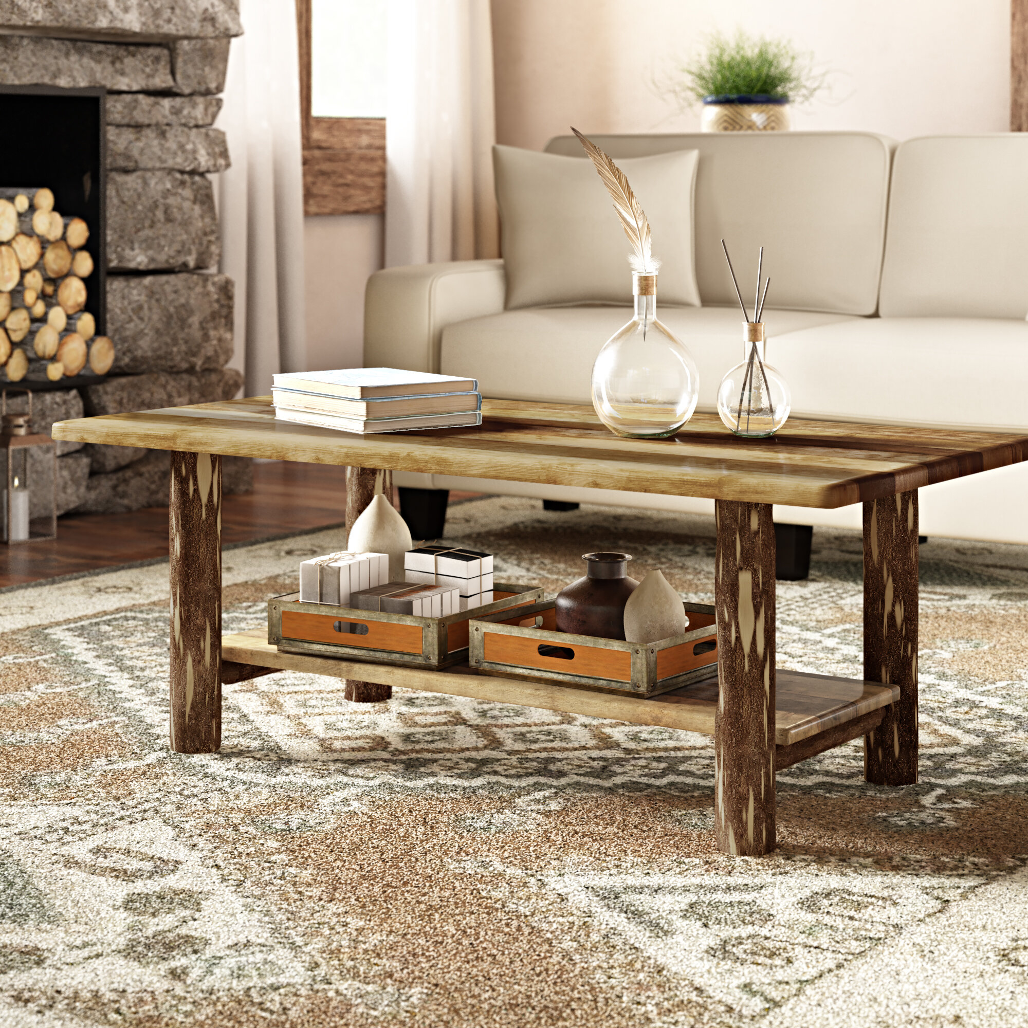 Loon Peak Tustin Unique Cabin Coffee Table Reviews Wayfair throughout proportions 2000 X 2000