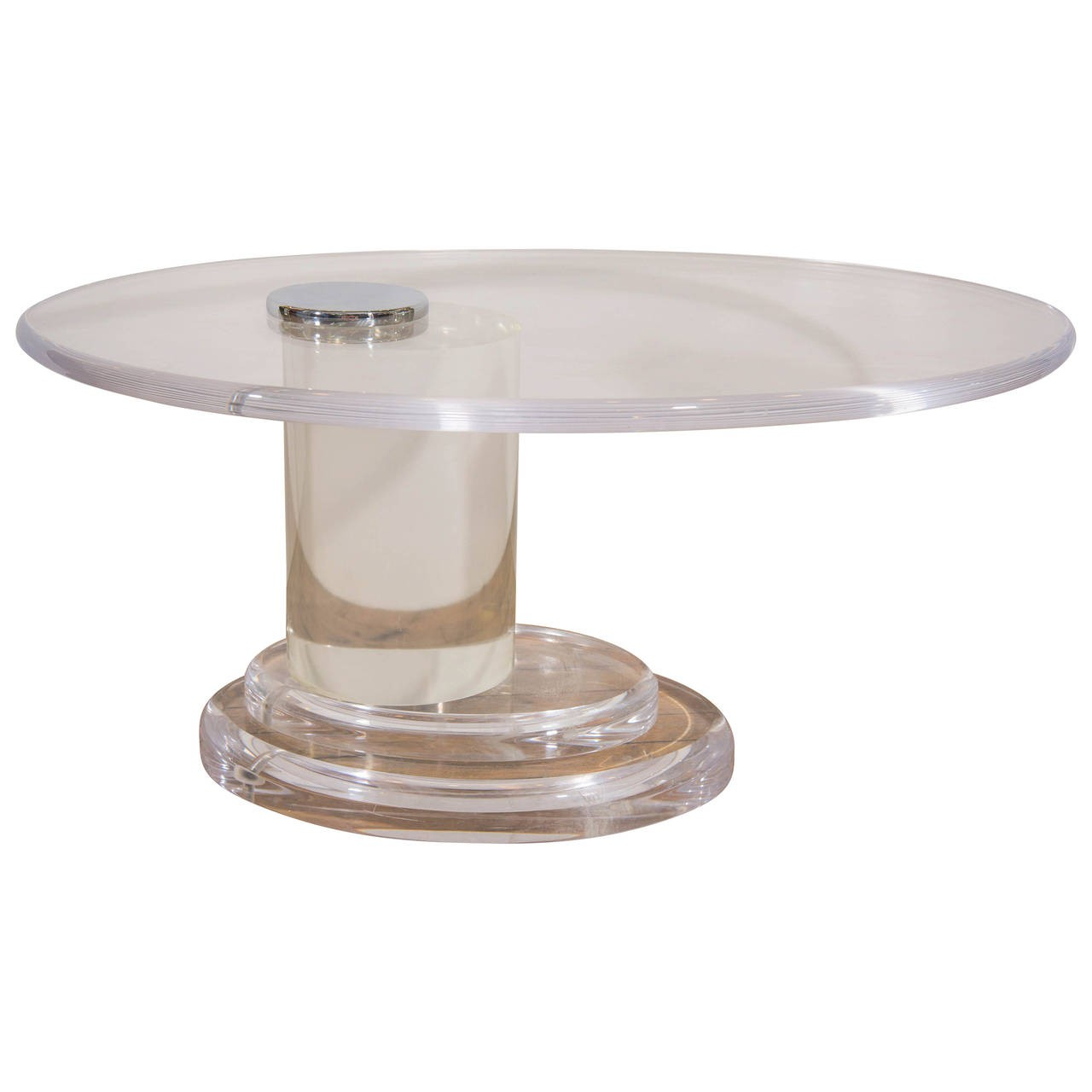 Lucite Oval Swivel Top Cocktail Table Lion In Frost Nyshowplace in size 1280 X 1280