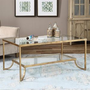 Madox Modern Classic Antique Gold Leaf Glass Coffee Table Kathy throughout measurements 1000 X 1000