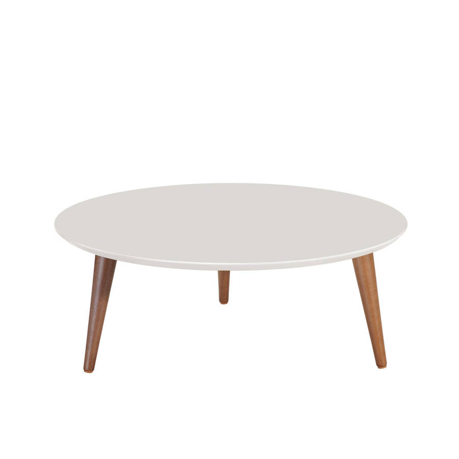 Manhattan Comfort Moore Off White Round Low Coffee Table with sizing 900 X 900