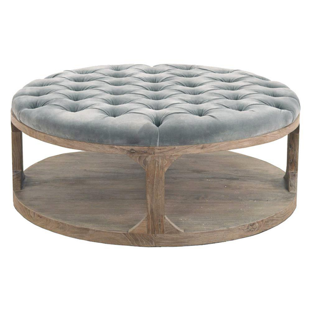 Marie French Country Round Grey Blue Tufted Wood Coffee Table with size 1000 X 1000 Marie French Country Round Grey Blue Tufted Wood Coffee Table with size 1000 X 1000