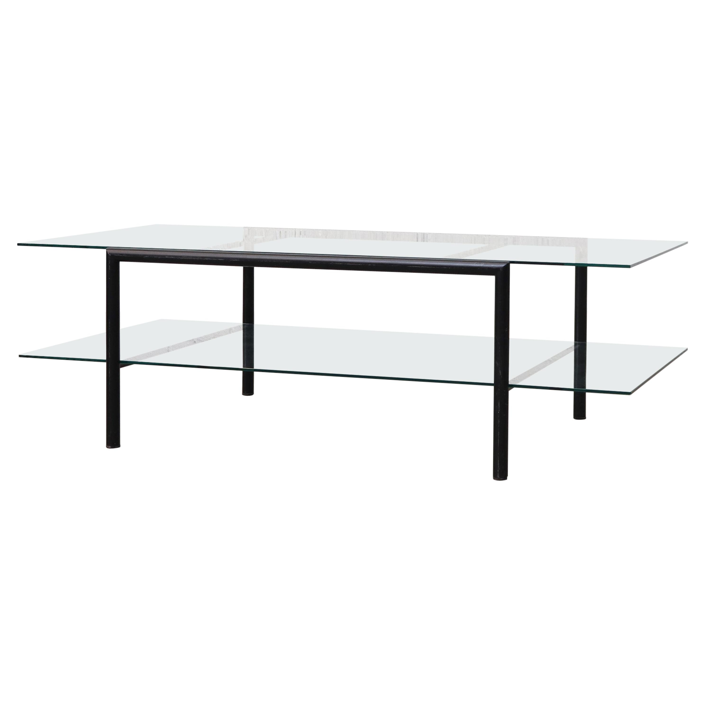 Martin Visser Style Two Tiered Glass Coffee Table With Black Metal intended for measurements 2976 X 2976