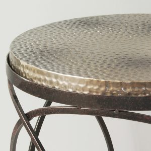 Metal Hammered Top Round Side Table Primrose Plum throughout sizing 1100 X 1100