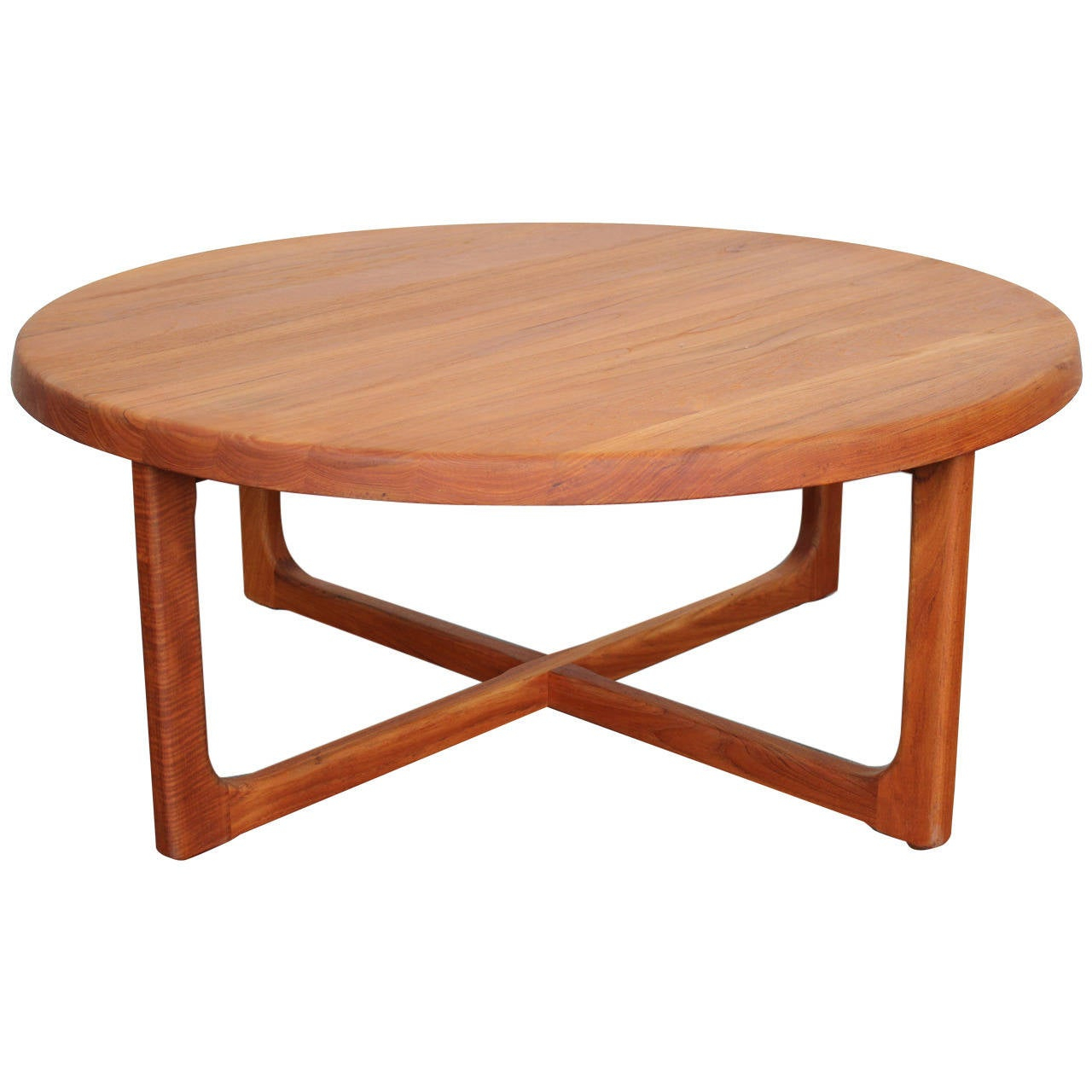 Mid Century Large Round Solid Teak Coffee Table At 1stdibs for proportions 1280 X 1280