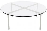 Mid Century Modern Chrome X Base Thick Round Glass Top Coffee Table inside sizing 1477 X 1477