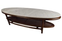 Mid Century Modern Marble Top Coffee Table With Cane Shelf with measurements 3000 X 3000