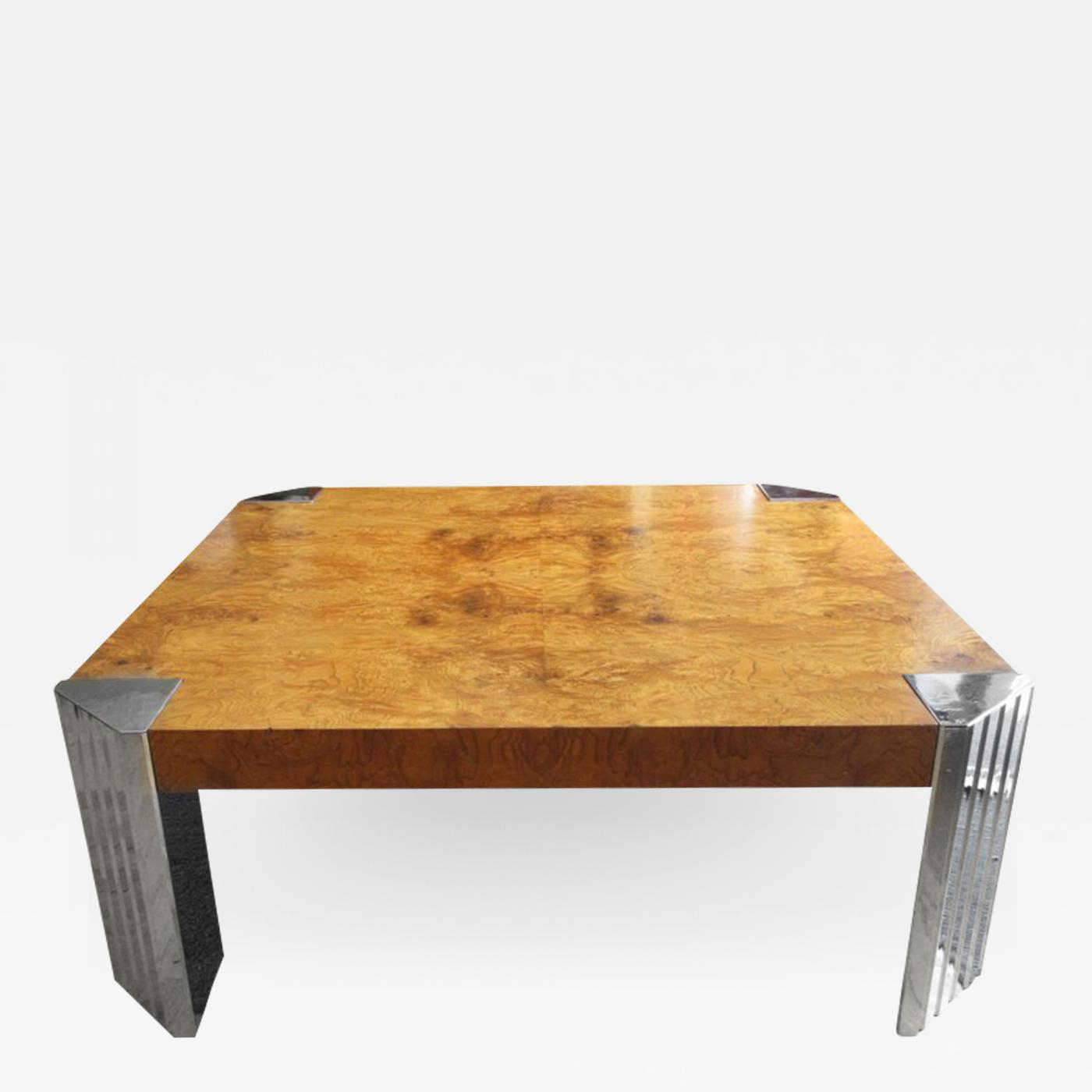 Milo Baughman For Pace Burl And Chrome Coffee Table intended for sizing 1400 X 1400