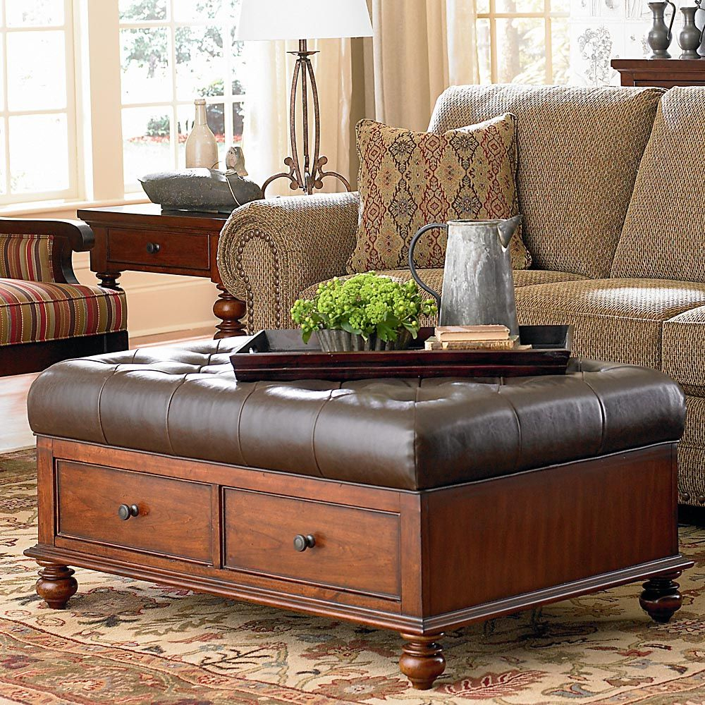 Leather Coffee Table Ottoman With Storage • Display