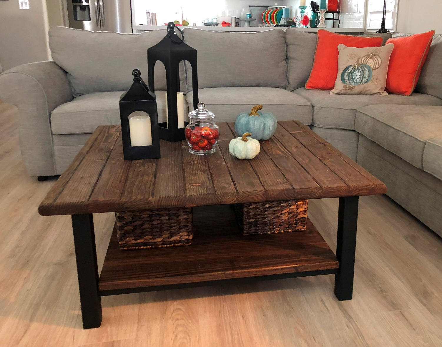 Modern Industrial Farmhouse Coffee Table Urban Rustic Wood Etsy with proportions 1502 X 1179