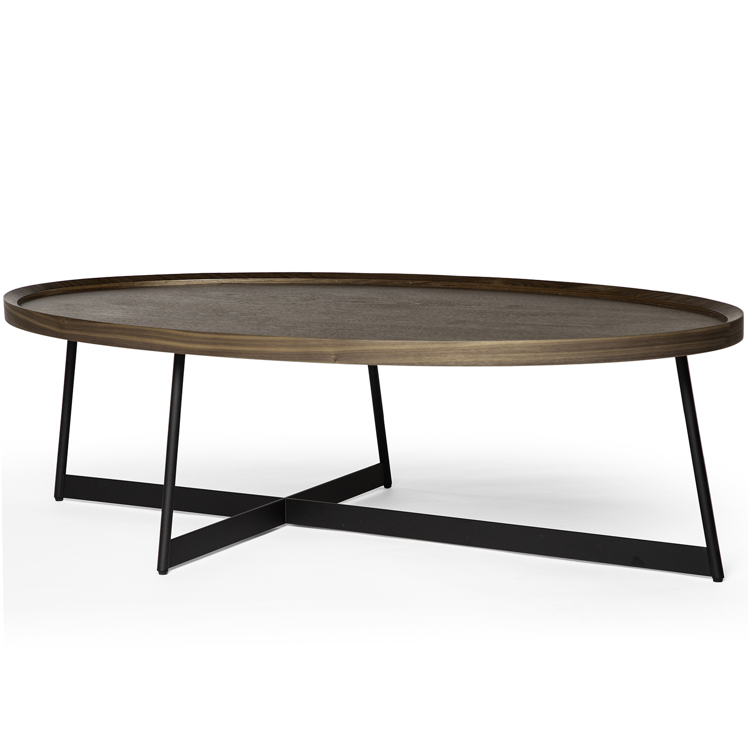 Modern Oval Coffee Table Walnut Finish regarding measurements 1500 X 1500
