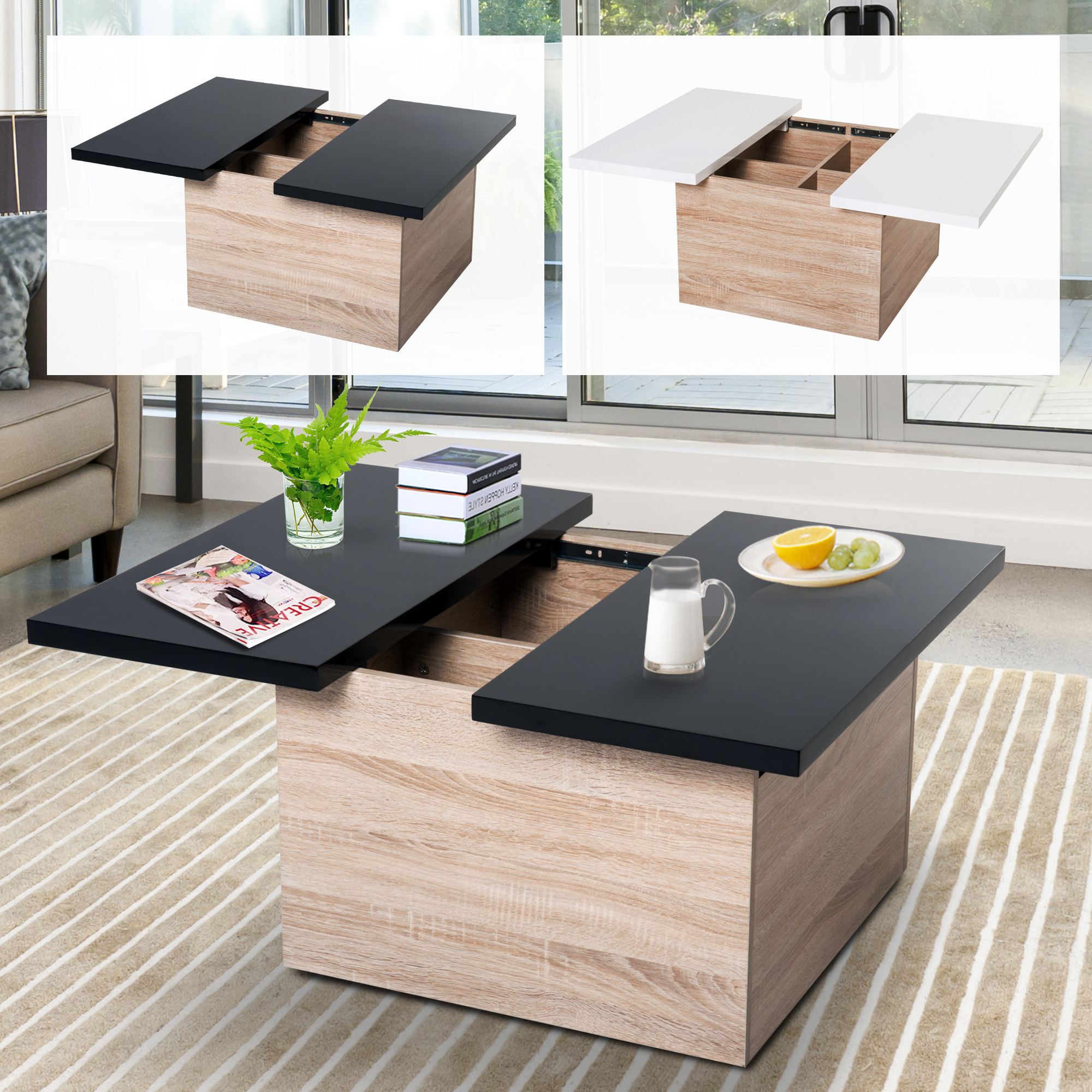 Modern Storage Coffee Table With Sliding Top Mdf Chipboard Living with sizing 2000 X 2000