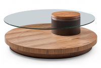 Modrest Memphis Modern Walnut Glass Round Coffee Table pertaining to dimensions 1200 X 732