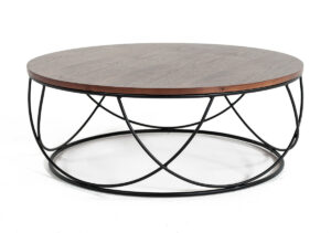 Modrest Strang Modern Walnut Black Round Coffee Table in measurements 1200 X 844