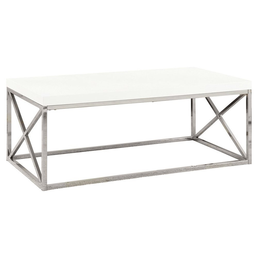 Monarch Coffee Table Glossy White With Chrome Metal Walmart in measurements 1000 X 1000