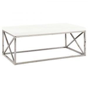 Monarch Coffee Table Glossy White With Chrome Metal Walmart pertaining to dimensions 1000 X 1000
