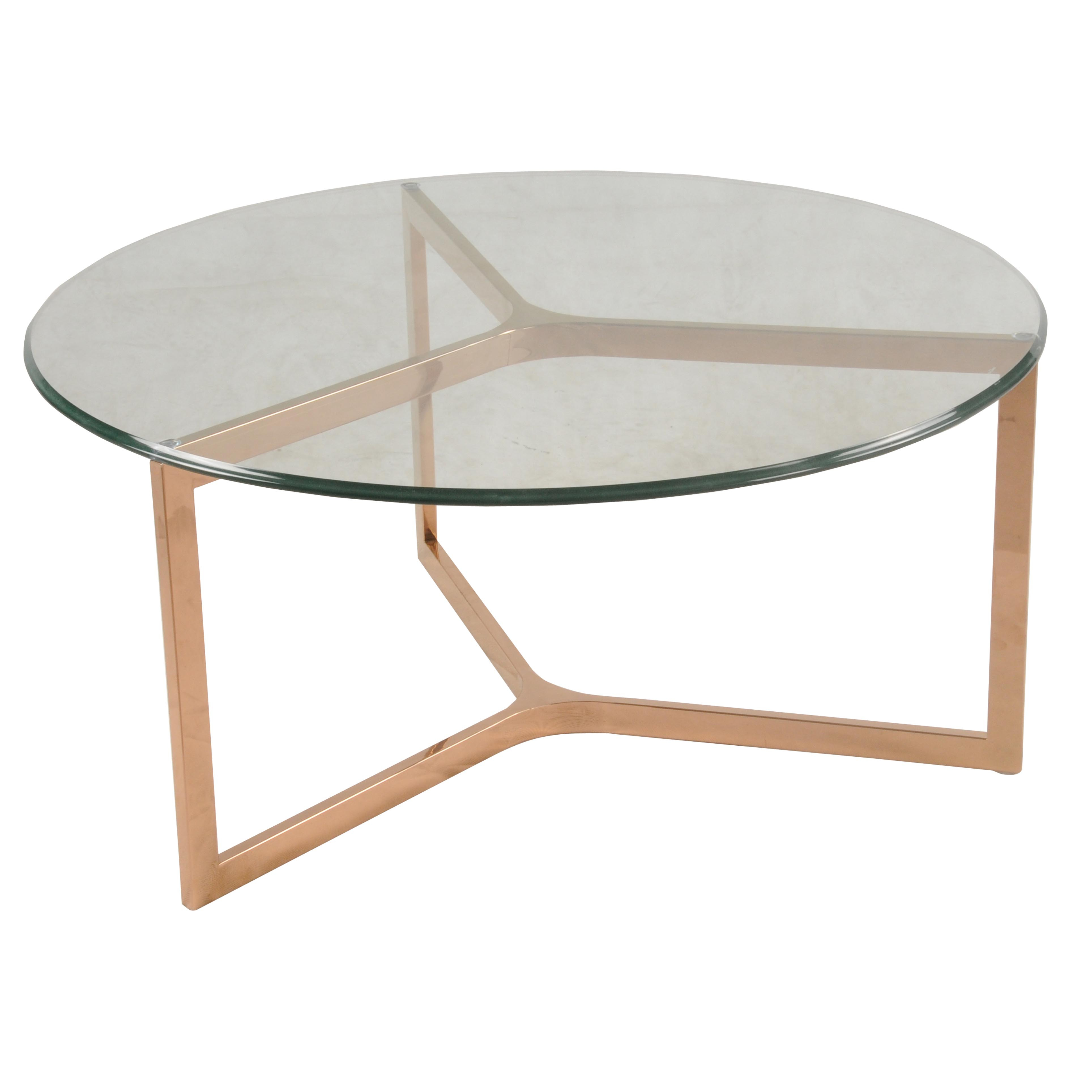 Monza Round Coffee Table Glass Top Rose Gold Boulevard Urban Living intended for size 3856 X 3856