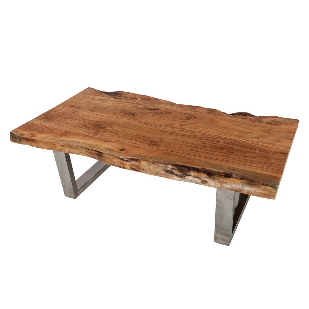 Natural Edge Acacia Wood Steel 55 Long Coffee Table with regard to measurements 1200 X 1200