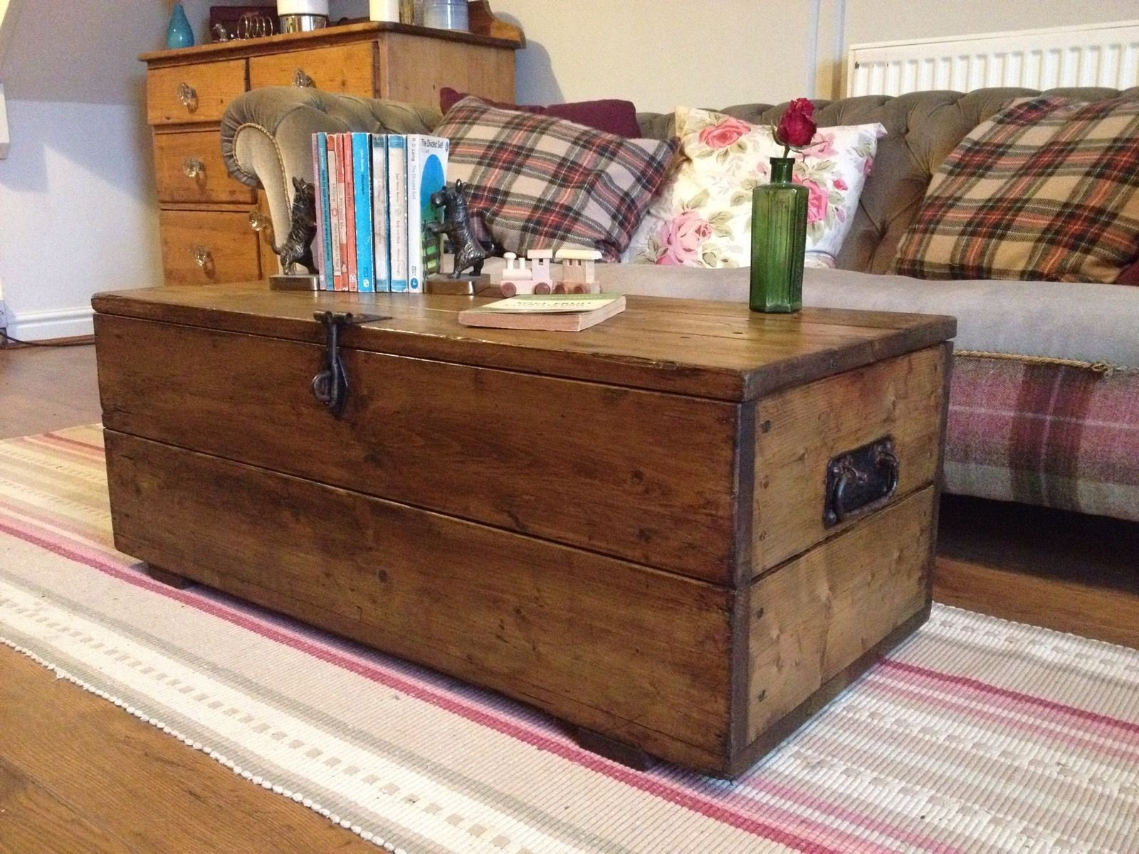 Old Rustic Pine Box Vintage Wooden Chest Coffee Table Toy Or for proportions 1600 X 1200