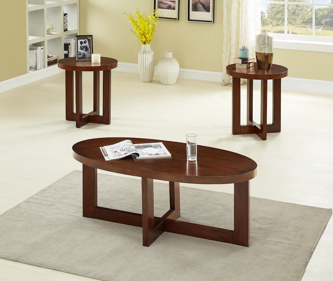 Oval Cherry Coffee And End Table Set Occasional Tables with proportions 1140 X 963