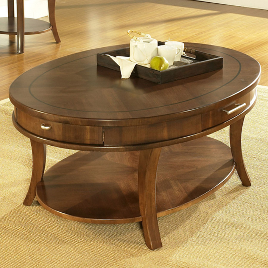 oval coffee table with storage