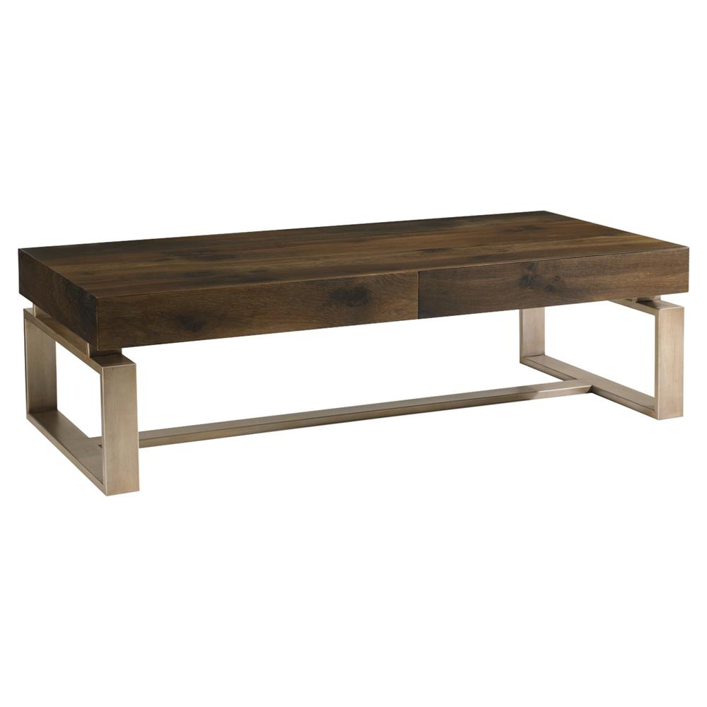 Patrick Rustic Antique Brass Oak Wood Coffee Table throughout size 1000 X 1000