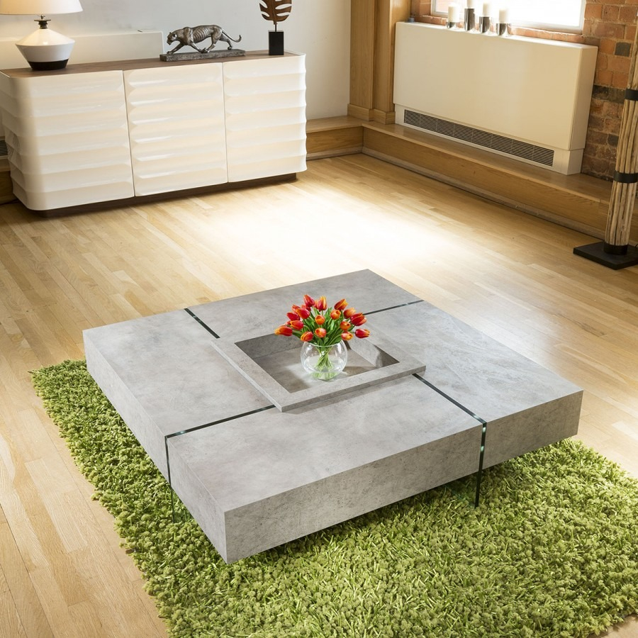 Quatropi Modern Large Square Concrete Coffee Table 1194 X 1194 X in proportions 900 X 900