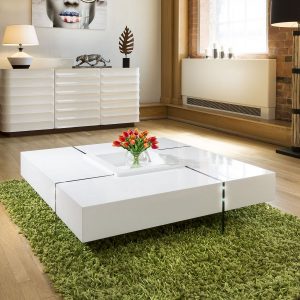 Quatropi Modern Large White Gloss Coffee Table 1194mm Square 30cm inside sizing 900 X 900