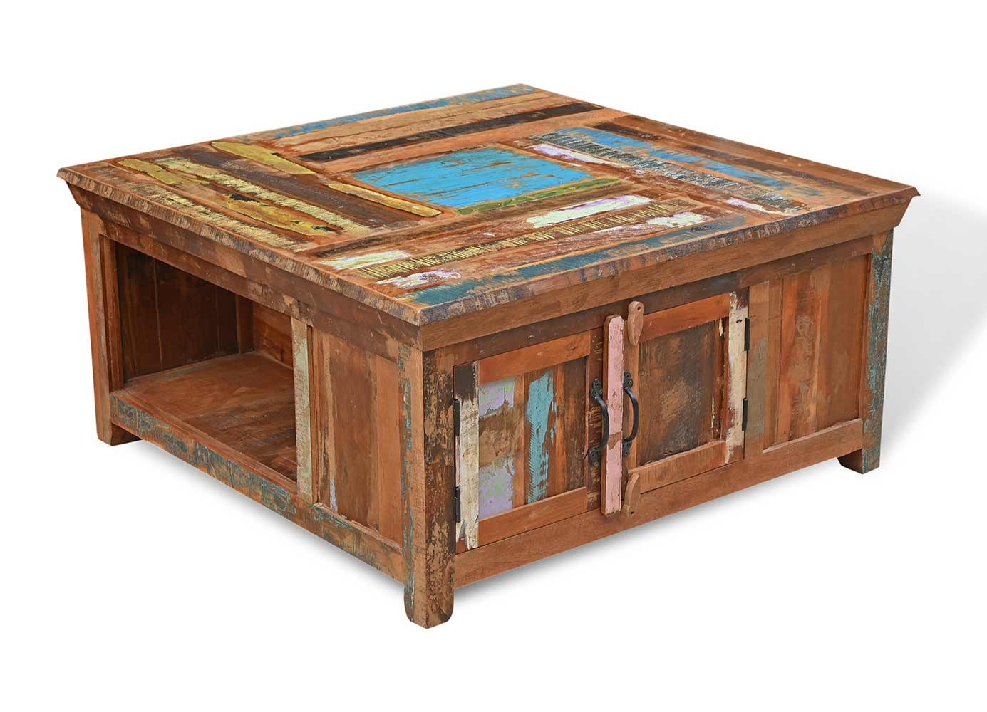 Reclaimed Indian Square Storage Coffee Table Casa Bella Furniture Uk regarding dimensions 1385 X 1000