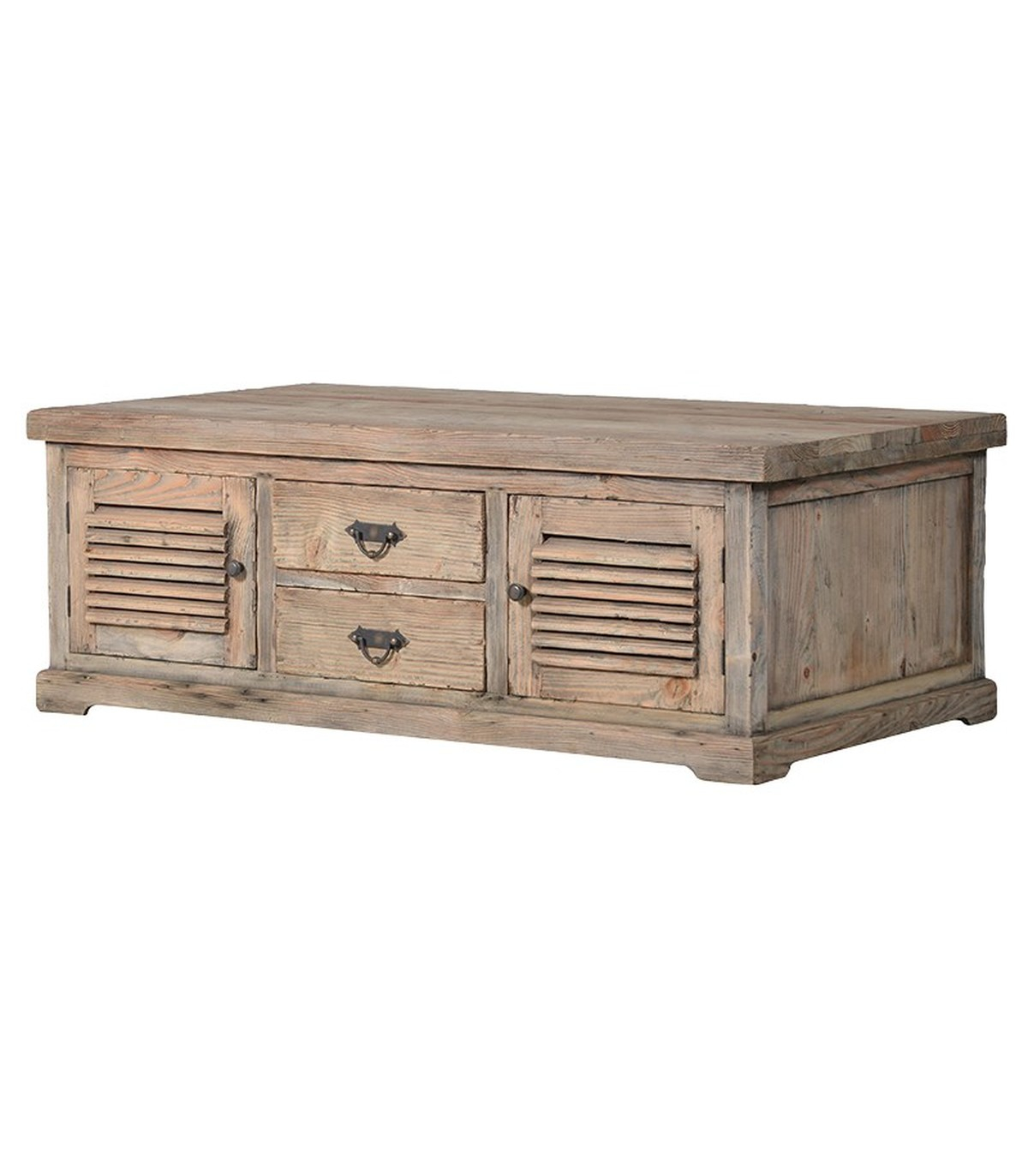 Reclaimed Pine Louvred Door Coffee Table With Doors And Drawers in measurements 1200 X 1372