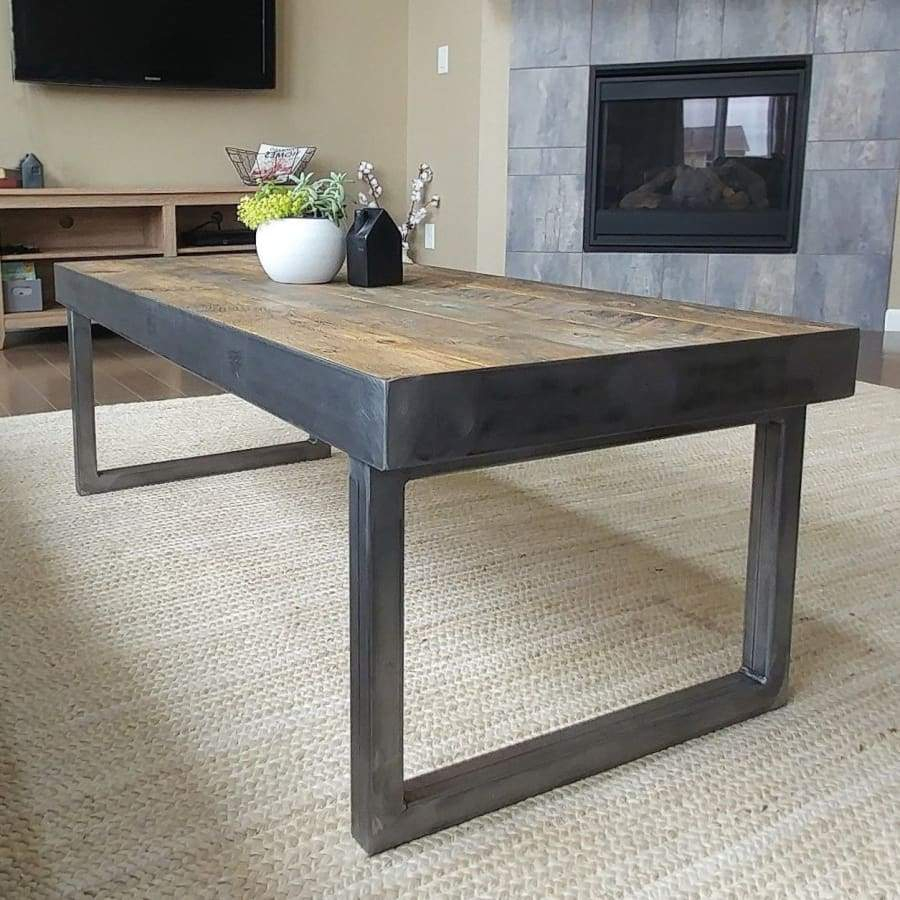 Reclaimed Wood And Metal Coffee Table Tube Steel Frame And Legs in proportions 900 X 900