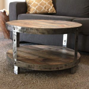 Reclaimed Wood And Metal Round Two Tier 30 Coffee Table Free inside proportions 900 X 900