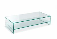 Rectangular Crystal Glass Coffee Table With Shelf Glassdomain within sizing 1000 X 1000