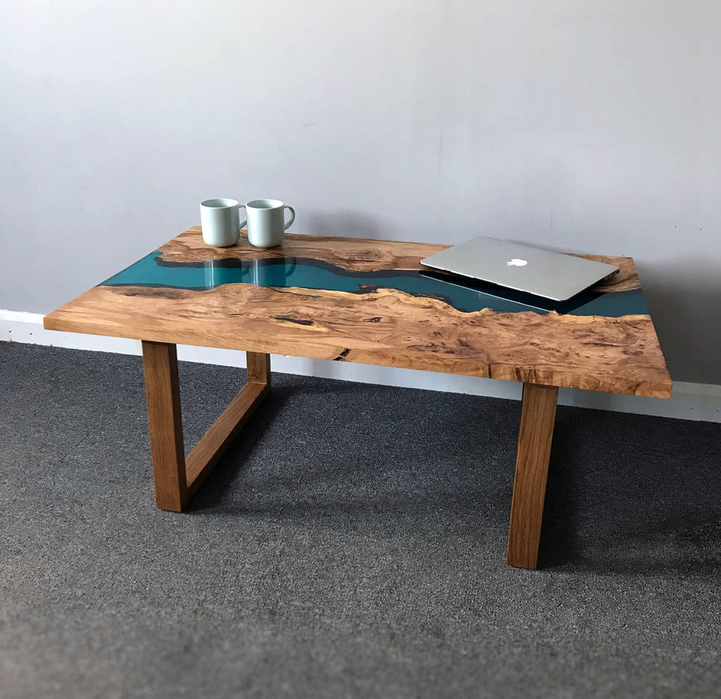 Resin River Coffee Table With Wooden Legs Revive Joinery intended for dimensions 1024 X 992