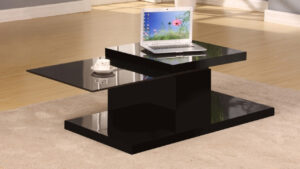 Rotating Black High Gloss Glass Coffee Table Homegenies pertaining to proportions 1280 X 720