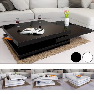 Rotating Coffee Table High Gloss Layers Modern Living Room Furniture pertaining to proportions 1000 X 1000