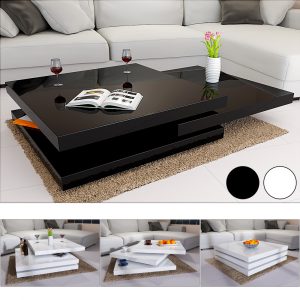 Rotating Coffee Table High Gloss Layers Modern Living Room Furniture regarding size 1000 X 1000
