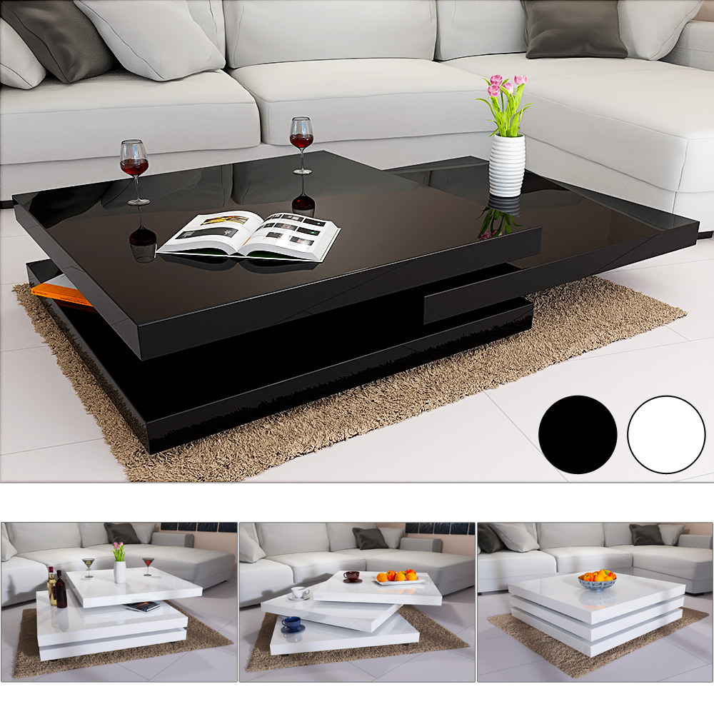 Rotating Coffee Table High Gloss Layers Modern Living Room Furniture with regard to measurements 1000 X 1000