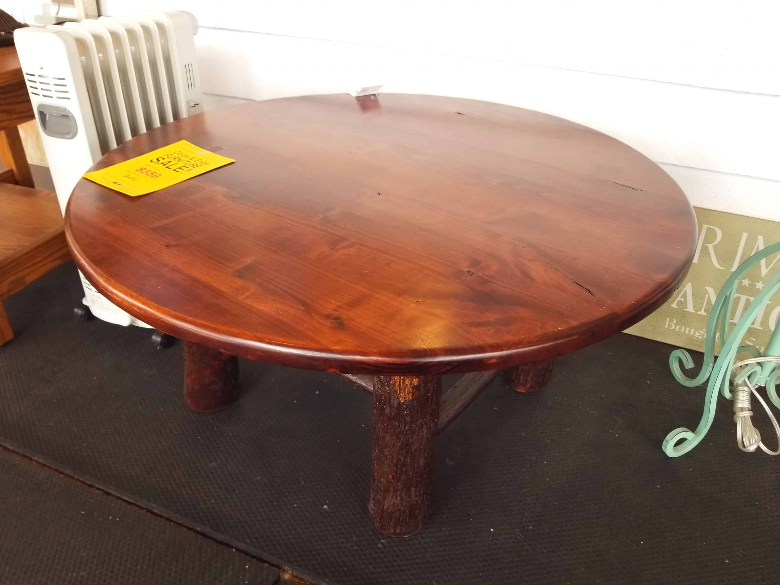 Round Coffee Table Shown In Rustic Alder With A Michaels Cherry intended for measurements 3000 X 2250