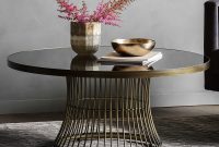 Round Coffee Table With Smoked Glass Top Brass Primrose Plum intended for measurements 1100 X 1100