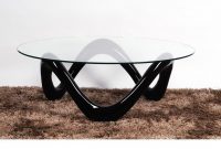 Round Glass Coffee Table With Black High Gloss Base Homegenies throughout size 1280 X 720