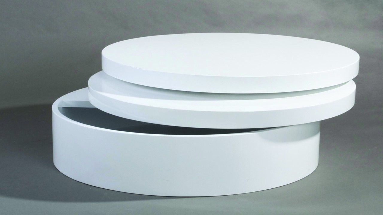 Round Swivel High Gloss White Coffee Table Homegenies intended for sizing 1280 X 720
