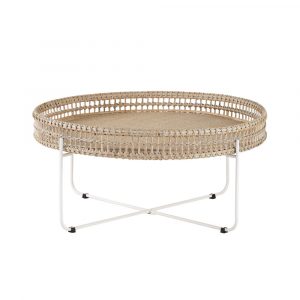 Round Woven Rattan And Metal Coffee Table Panglao Maisons Du Monde throughout sizing 1000 X 1000